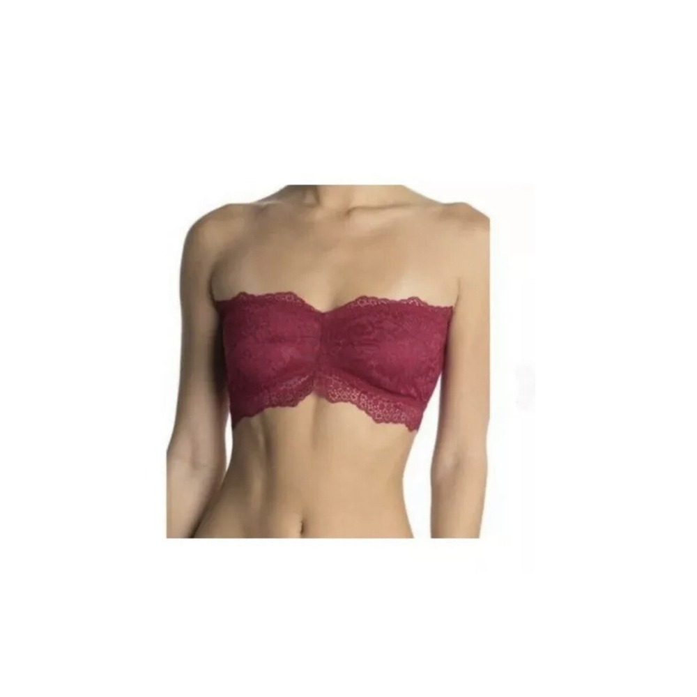 Free People Woman's Intimately Lacey Looks Bandeau Bra Burgundy SZ S
